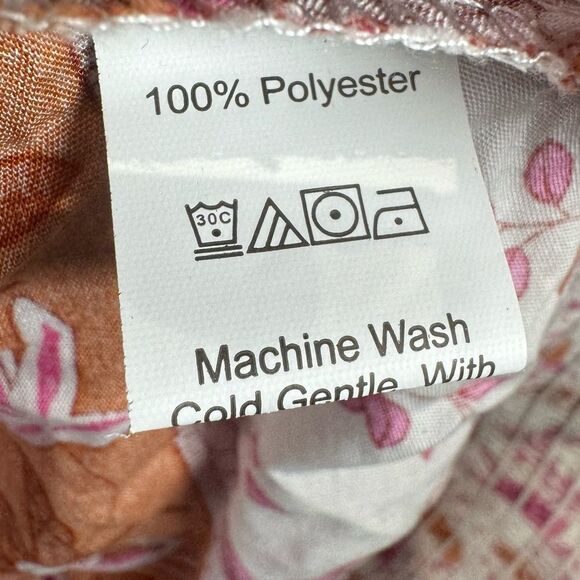 Rust pink and white boho hippie smocked crop top size large - Picture 5 of 5